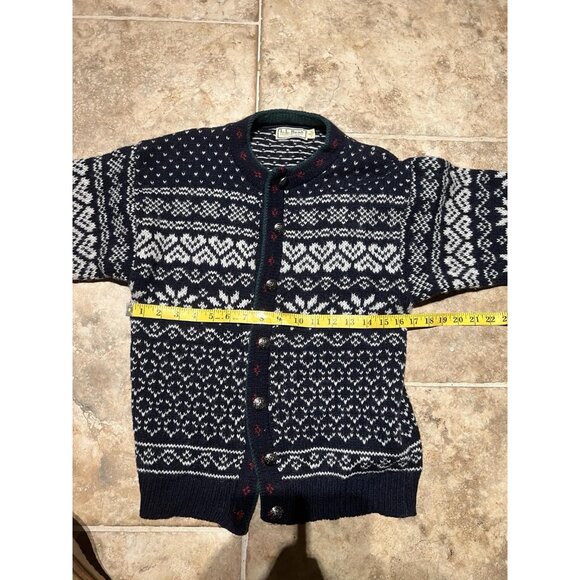 VINTAGE L.L. BEAN WOMEN'S S WOOL BUTTON FRONT NORDIC CARDIGAN SWEATER USA - Picture 5 of 7